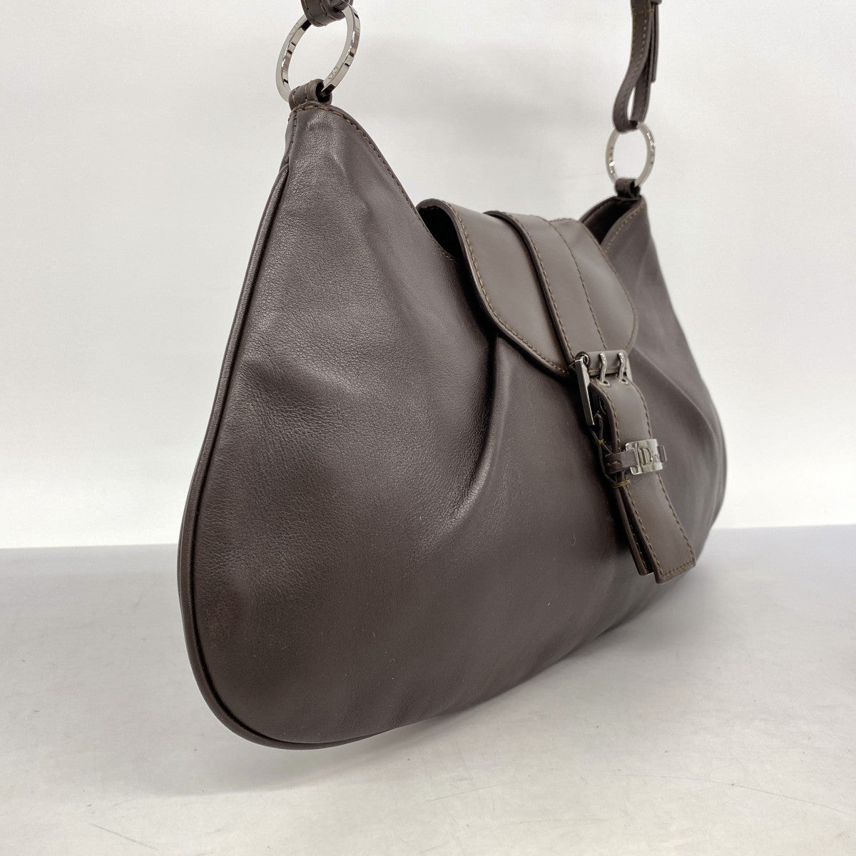 【5pa0883-h】クリスチャンディオール ショルダーバッグ ストリートシック レザー ダークブラウン シルバー金具【中古】レディース