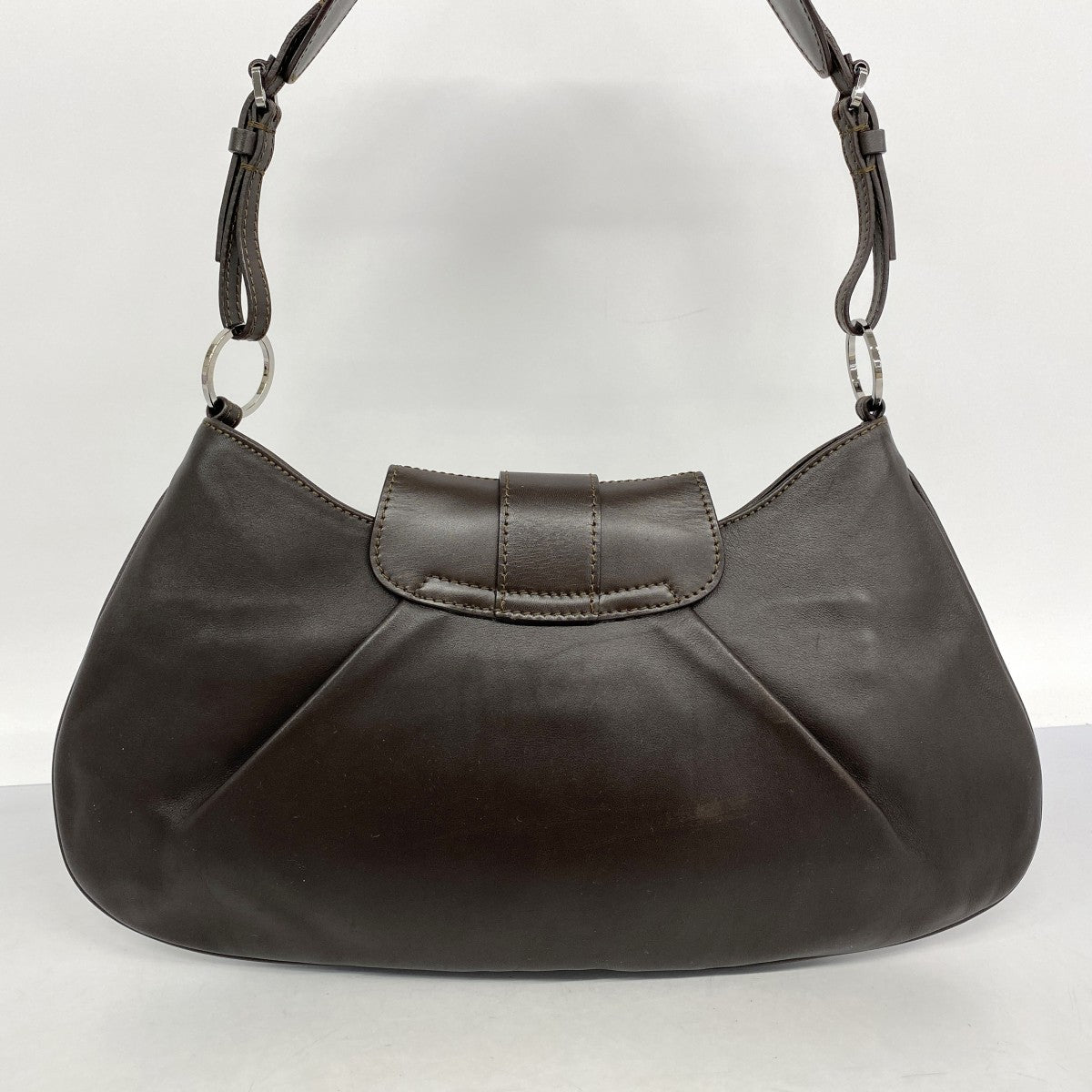【5pa0883-h】クリスチャンディオール ショルダーバッグ ストリートシック レザー ダークブラウン シルバー金具【中古】レディース