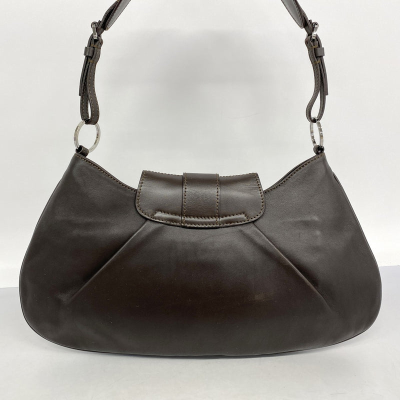 【5pa0883-h】クリスチャンディオール ショルダーバッグ ストリートシック レザー ダークブラウン シルバー金具【中古】レディース