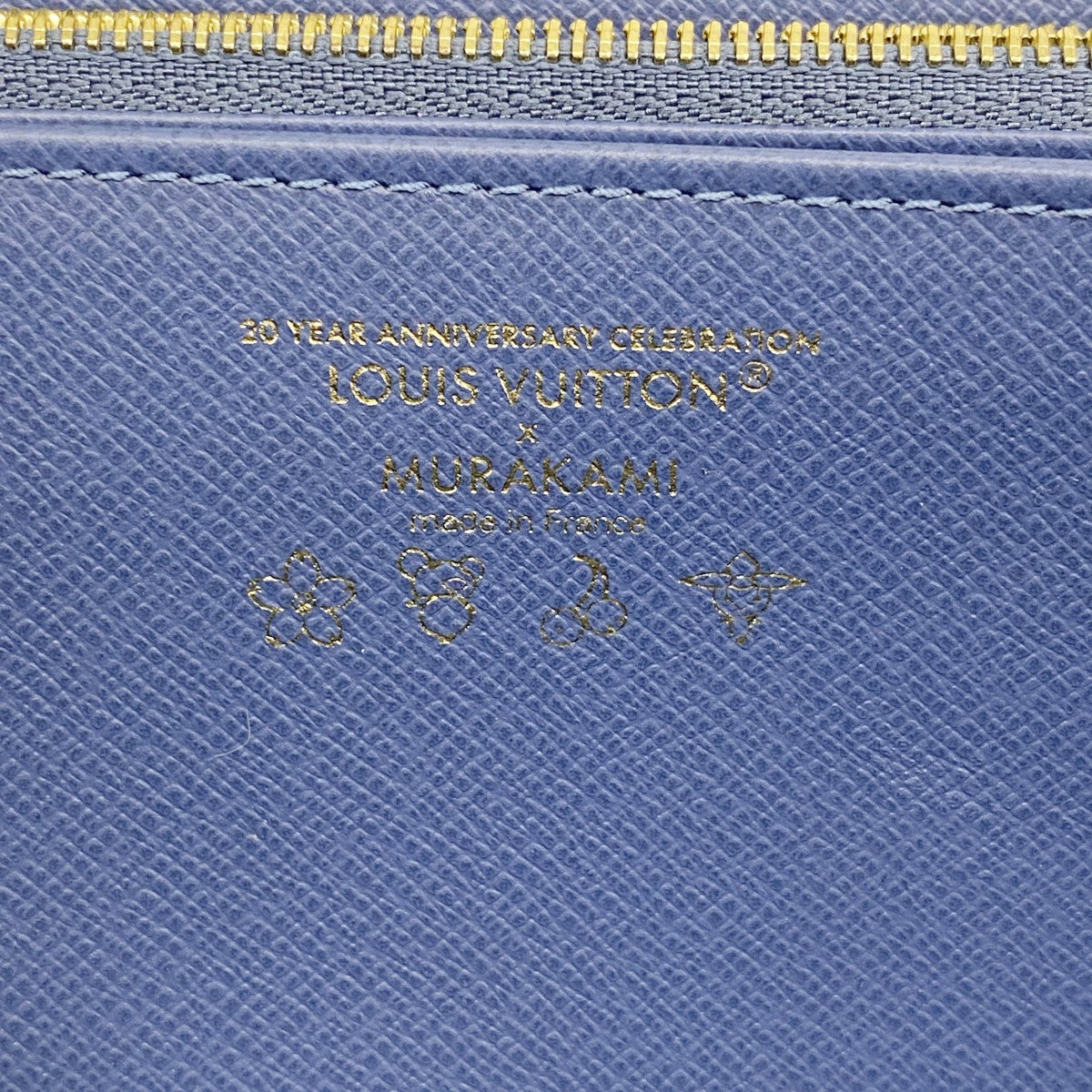 【5pa0886-h】ルイヴィトン 長財布 モノグラム・デニム チェリー /村上隆 ジッピーウォレット M23161 ブルー【中古】レディース