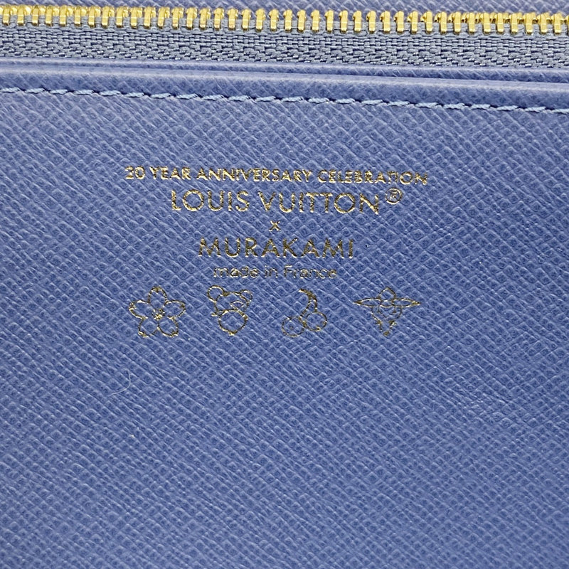 【5pa0886-h】ルイヴィトン 長財布 モノグラム・デニム チェリー /村上隆 ジッピーウォレット M23161 ブルー【中古】レディース