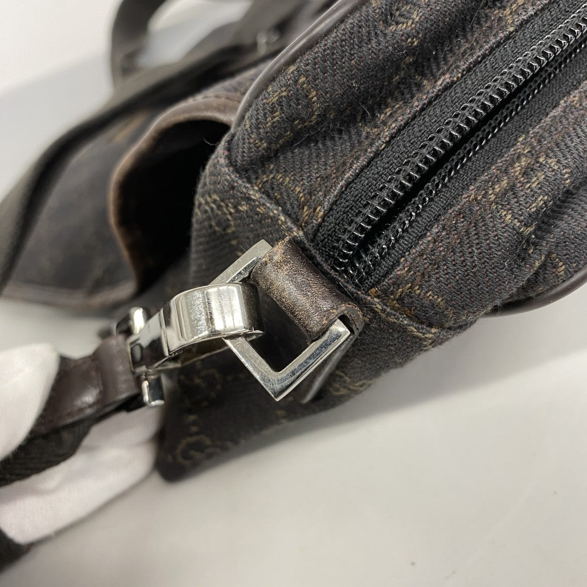 【5pa0887】グッチ ショルダーバッグ 28562 デニム ダークブラウン シルバー金具【中古】レディース