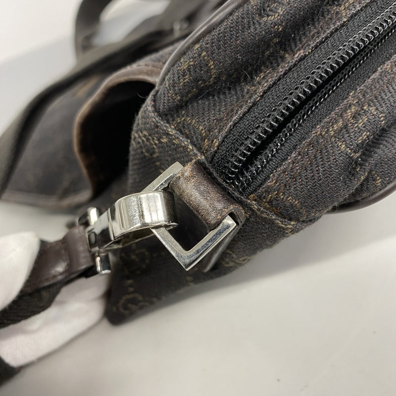 【5pa0887】グッチ ショルダーバッグ 28562 デニム ダークブラウン シルバー金具【中古】レディース