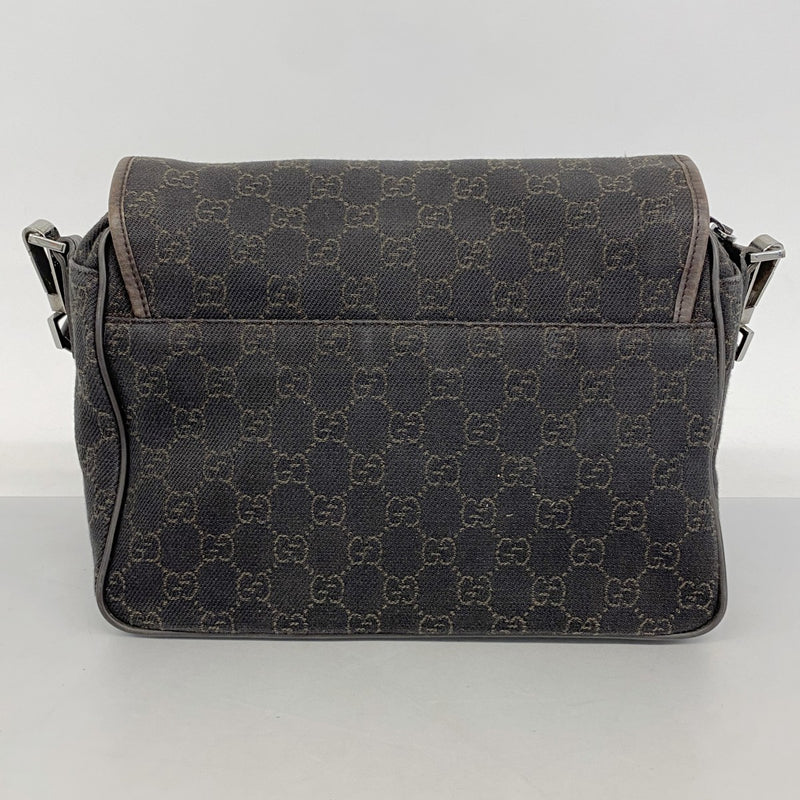 【5pa0887】グッチ ショルダーバッグ 28562 デニム ダークブラウン シルバー金具【中古】レディース