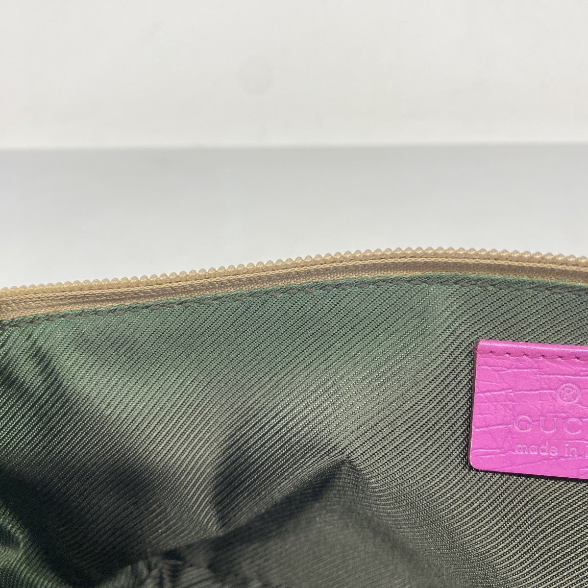 【5pa0888】グッチ ポーチ GGキャンバス 141809 キャンバス ブラウン ピンク シルバー金具【中古】レディース