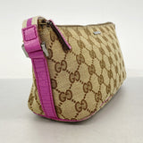 【5pa0888】グッチ ポーチ GGキャンバス 141809 キャンバス ブラウン ピンク シルバー金具【中古】レディース