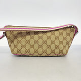 【5pa0888】グッチ ポーチ GGキャンバス 141809 キャンバス ブラウン ピンク シルバー金具【中古】レディース