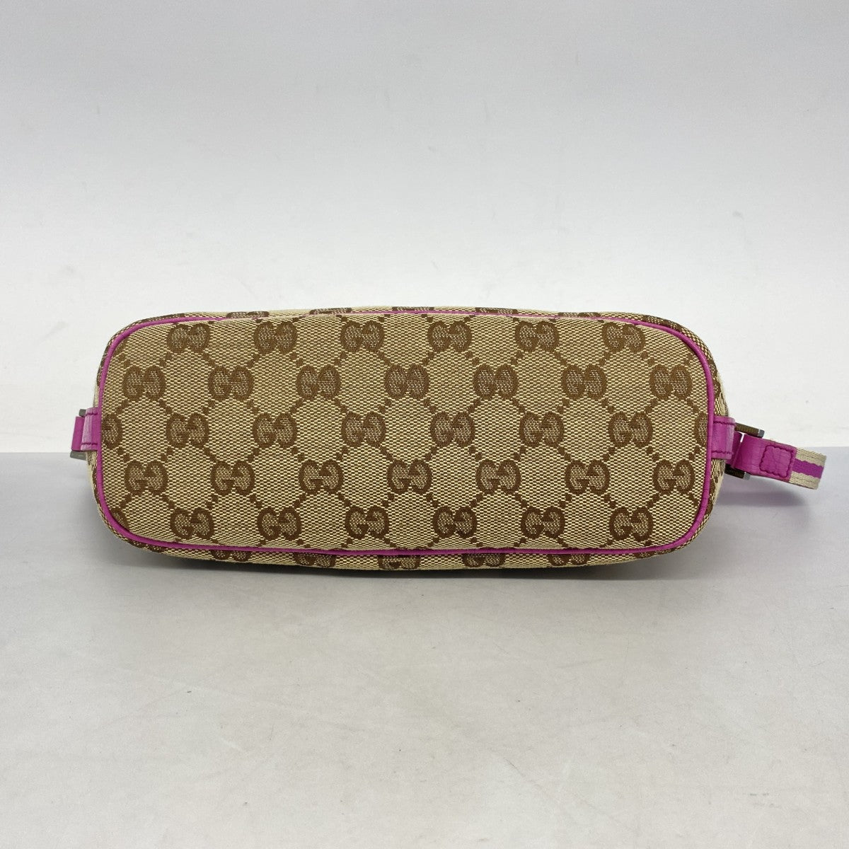 【5pa0888】グッチ ポーチ GGキャンバス 141809 キャンバス ブラウン ピンク シルバー金具【中古】レディース