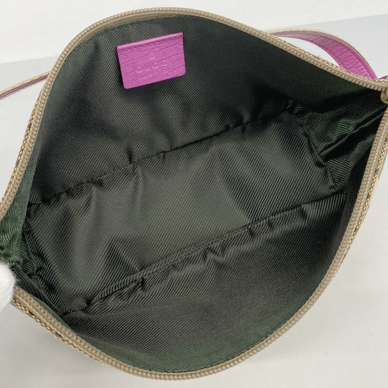 【5pa0888】グッチ ポーチ GGキャンバス 141809 キャンバス ブラウン ピンク シルバー金具【中古】レディース