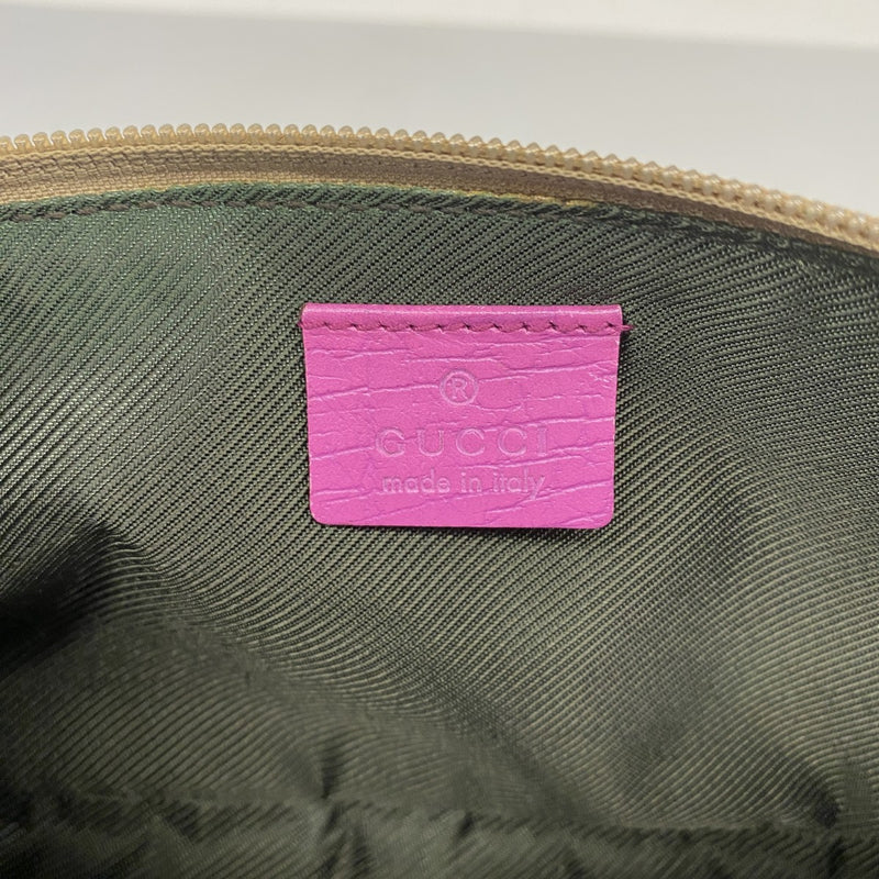 【5pa0888】グッチ ポーチ GGキャンバス 141809 キャンバス ブラウン ピンク シルバー金具【中古】レディース