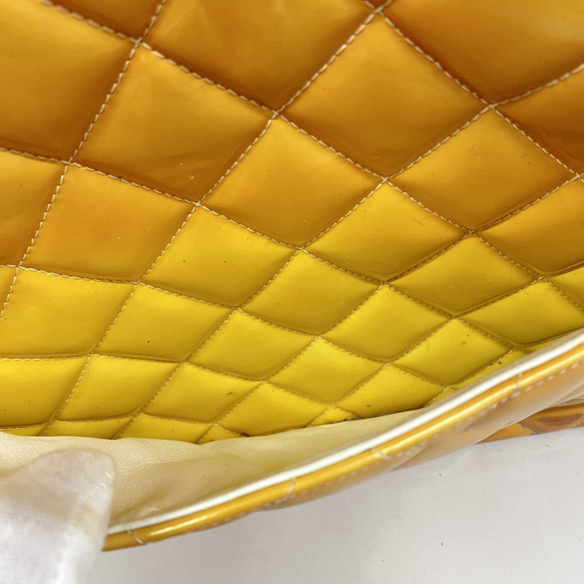 【5pa0915】シャネル トートバッグ 復刻トート パテントレザー イエロー シルバー金具【中古】レディース