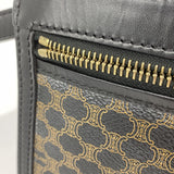 【5pa0916】セリーヌ クラッチバッグ マカダム PVC ブラック ブラウン ゴールド金具【中古】メンズ