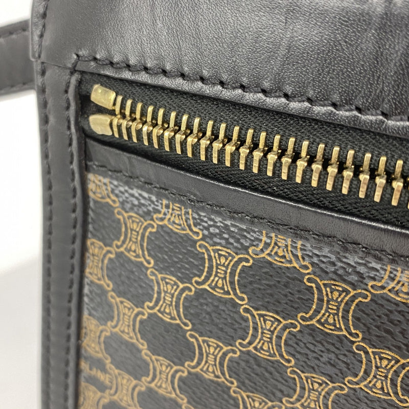 【5pa0916】セリーヌ クラッチバッグ マカダム PVC ブラック ブラウン ゴールド金具【中古】メンズ