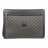 【5pa0916】セリーヌ クラッチバッグ マカダム PVC ブラック ブラウン ゴールド金具【中古】メンズ