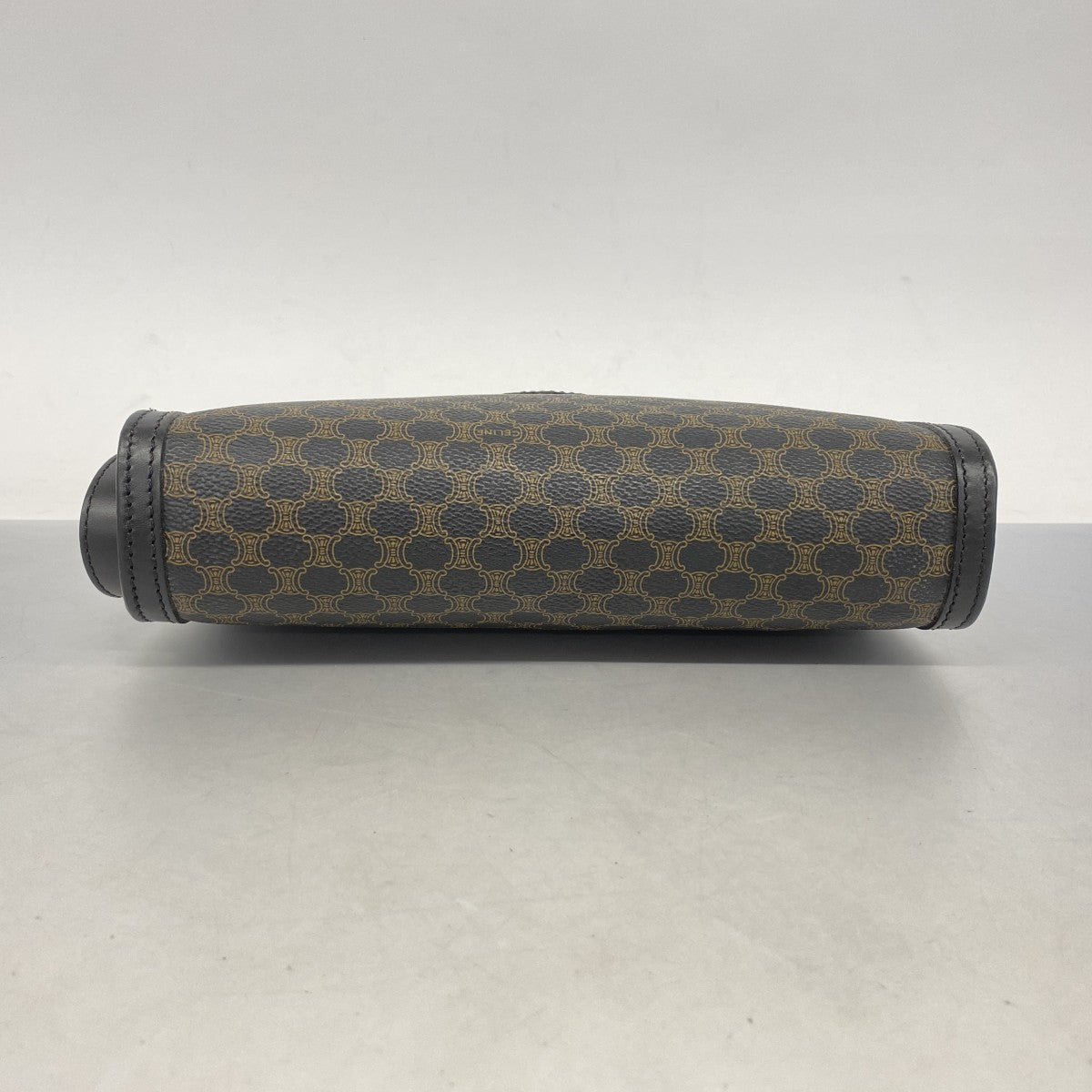 【5pa0916】セリーヌ クラッチバッグ マカダム PVC ブラック ブラウン ゴールド金具【中古】メンズ