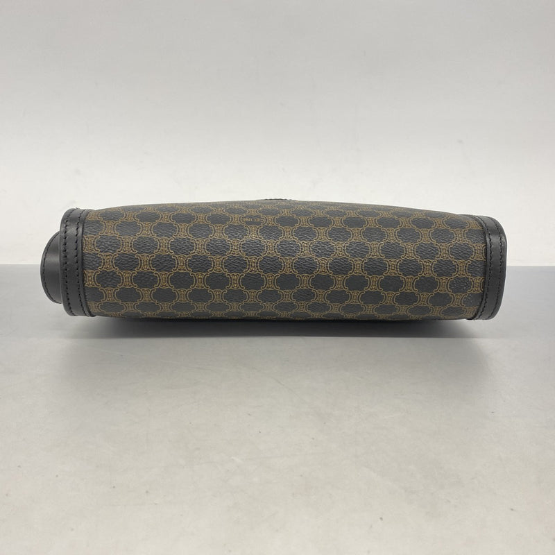 【5pa0916】セリーヌ クラッチバッグ マカダム PVC ブラック ブラウン ゴールド金具【中古】メンズ