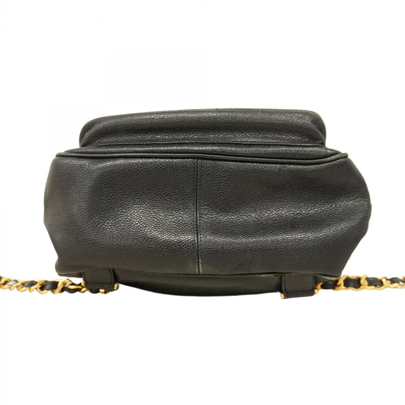 【5pa0953-h】シャネル リュック・デイパック キャビアスキン ブラック ゴールド金具【中古】レディース