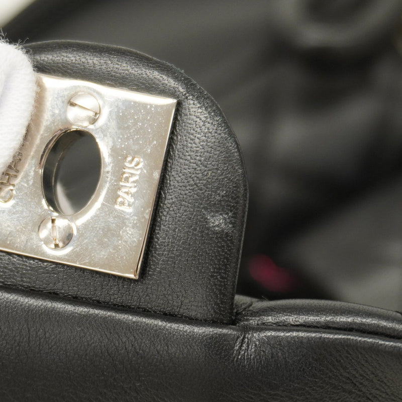 【5pa0954-h】シャネル トートバッグ カンボン マルチポケット ラムスキン ブラック シルバー金具【中古】レディース