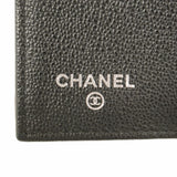 【5pa0955-h】シャネル 三つ折り財布 マトラッセ キャビアスキン ブラック シルバー金具【中古】レディース