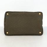 【5pa0968-h】プラダ トートバッグ カナパ キャンバス グリーン ゴールド金具【中古】レディース