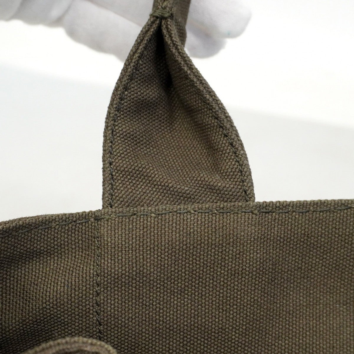 【5pa0968-h】プラダ トートバッグ カナパ キャンバス グリーン ゴールド金具【中古】レディース