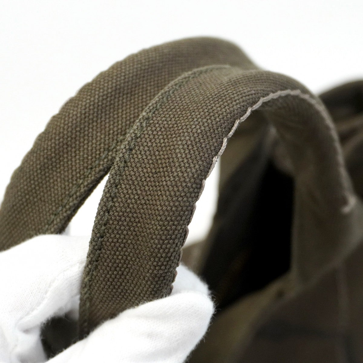 【5pa0968-h】プラダ トートバッグ カナパ キャンバス グリーン ゴールド金具【中古】レディース