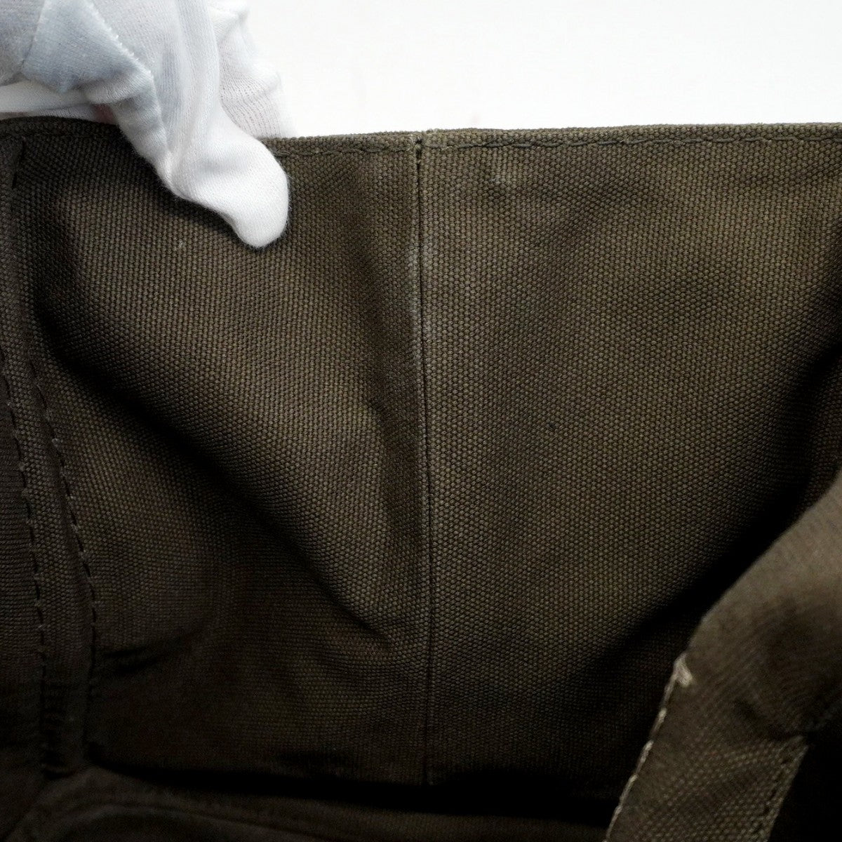 【5pa0968-h】プラダ トートバッグ カナパ キャンバス グリーン ゴールド金具【中古】レディース