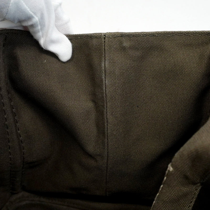 【5pa0968-h】プラダ トートバッグ カナパ キャンバス グリーン ゴールド金具【中古】レディース