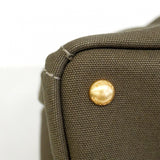 【5pa0968-h】プラダ トートバッグ カナパ キャンバス グリーン ゴールド金具【中古】レディース