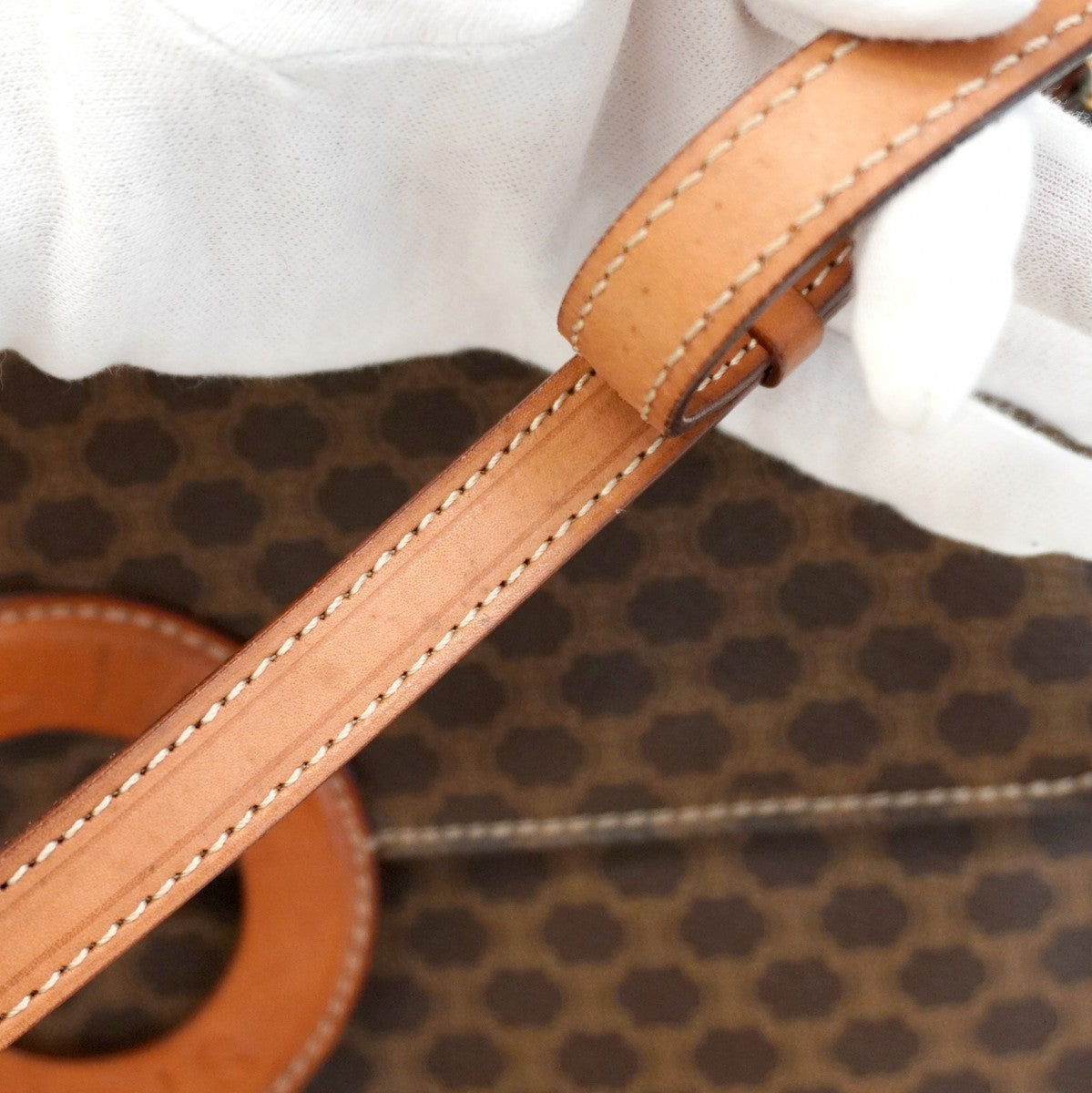 【5pa0969-h】セリーヌ ショルダーバッグ マカダム PVC ブラウン ゴールド金具【中古】レディース