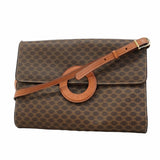 【5pa0969-h】セリーヌ ショルダーバッグ マカダム PVC ブラウン ゴールド金具【中古】レディース