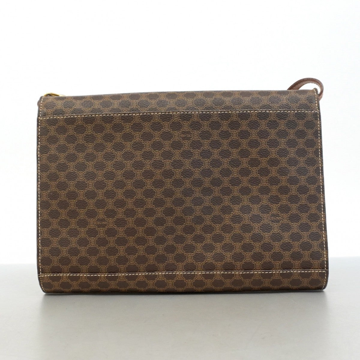 【5pa0969-h】セリーヌ ショルダーバッグ マカダム PVC ブラウン ゴールド金具【中古】レディース