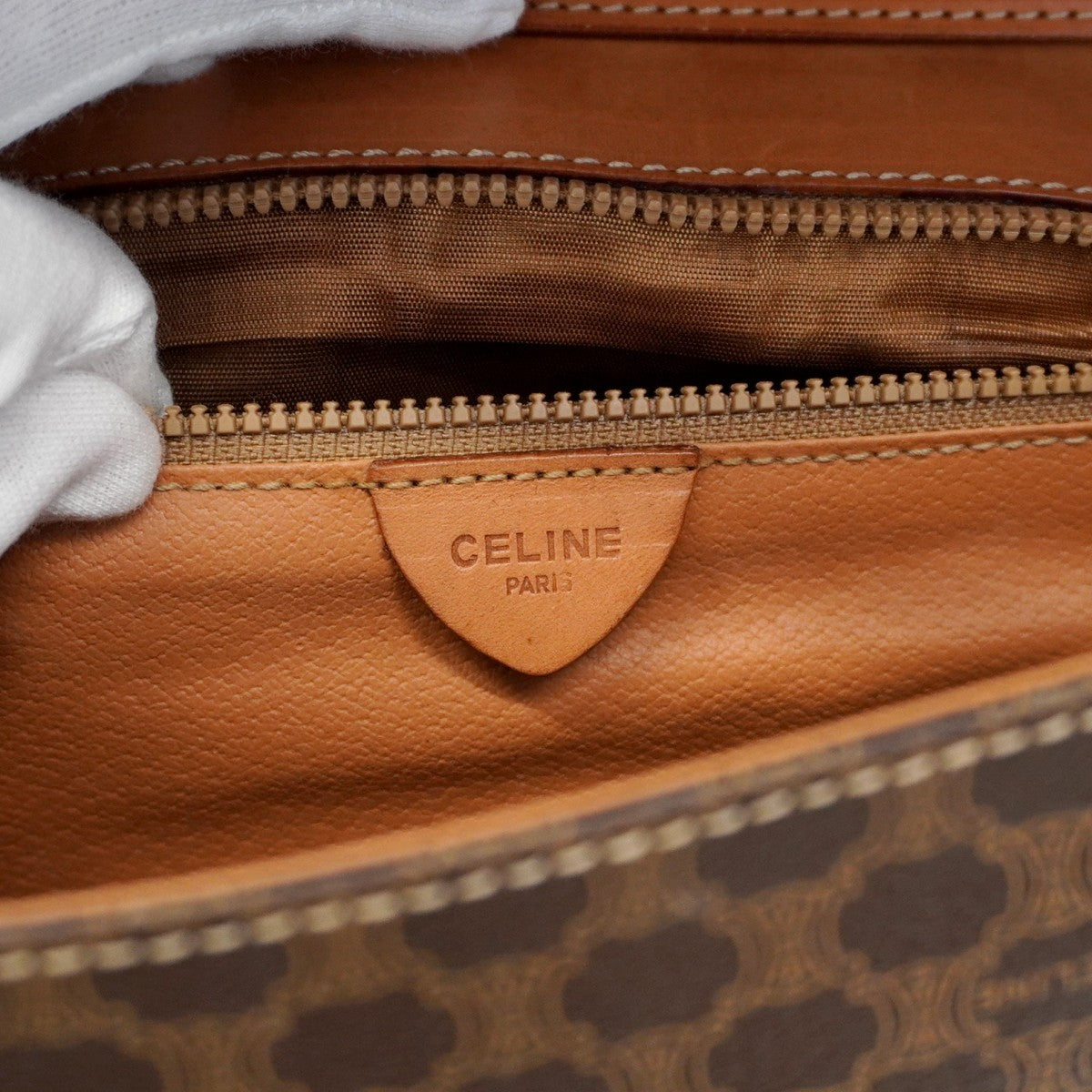 【5pa0969-h】セリーヌ ショルダーバッグ マカダム PVC ブラウン ゴールド金具【中古】レディース