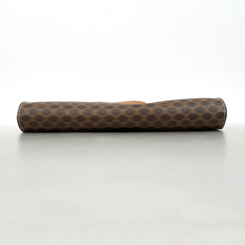 【5pa0969-h】セリーヌ ショルダーバッグ マカダム PVC ブラウン ゴールド金具【中古】レディース