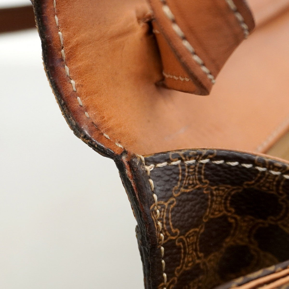 【5pa0969-h】セリーヌ ショルダーバッグ マカダム PVC ブラウン ゴールド金具【中古】レディース