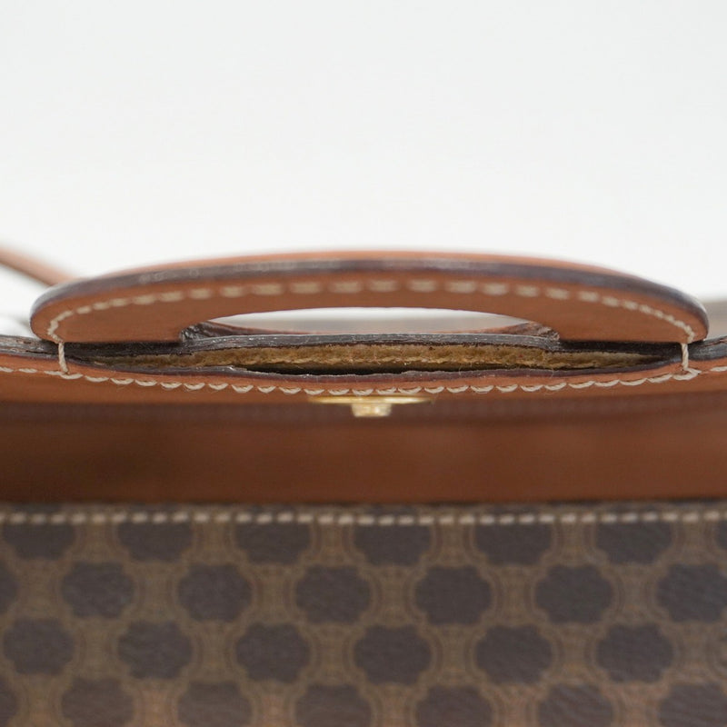 【5pa0969-h】セリーヌ ショルダーバッグ マカダム PVC ブラウン ゴールド金具【中古】レディース