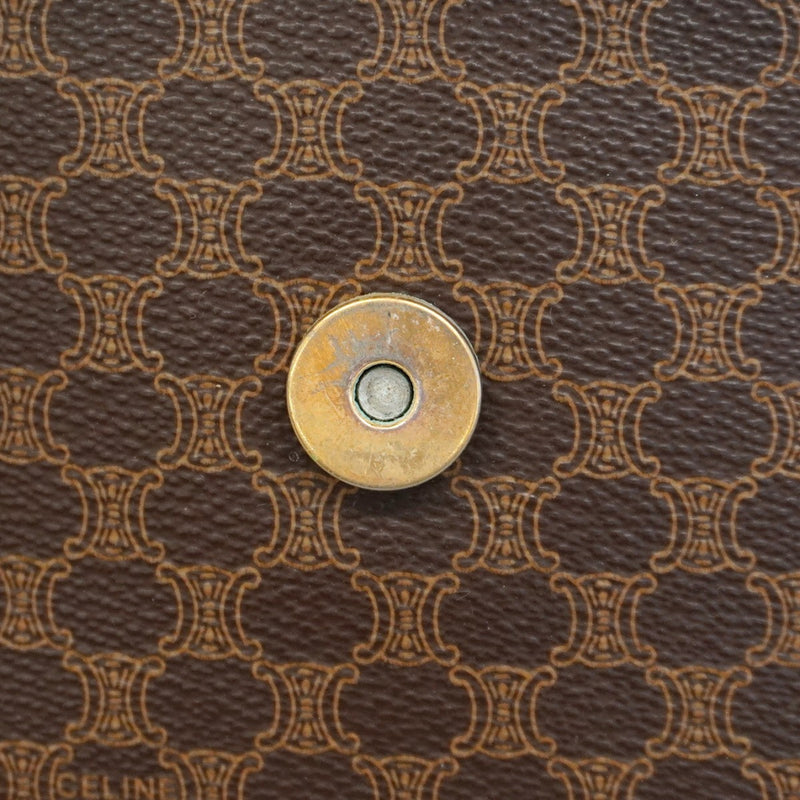 【5pa0969-h】セリーヌ ショルダーバッグ マカダム PVC ブラウン ゴールド金具【中古】レディース