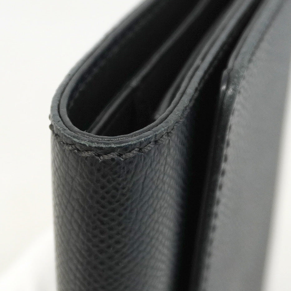 【5pa0970-h】シャネル 三つ折り財布 レザー ブラック ゴールド金具【中古】レディース