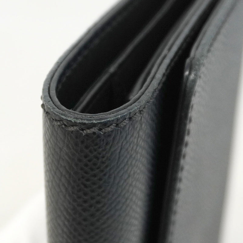 【5pa0970-h】シャネル 三つ折り財布 レザー ブラック ゴールド金具【中古】レディース