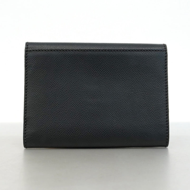 【5pa0970-h】シャネル 三つ折り財布 レザー ブラック ゴールド金具【中古】レディース