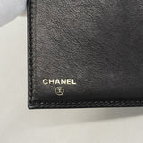 【5pa0970-h】シャネル 三つ折り財布 レザー ブラック ゴールド金具【中古】レディース