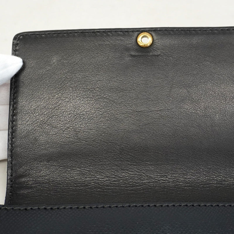 【5pa0970-h】シャネル 三つ折り財布 レザー ブラック ゴールド金具【中古】レディース