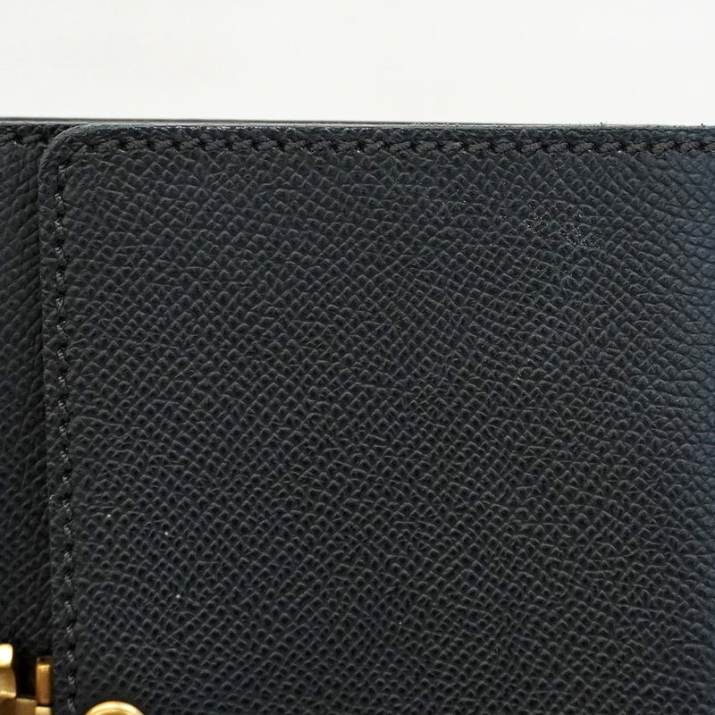 【5pa0970-h】シャネル 三つ折り財布 レザー ブラック ゴールド金具【中古】レディース