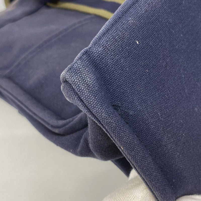 【5pa0983】エルメス トートバッグ フールトゥGM キャンバス ネイビー グリーン シルバー金具【中古】レディース