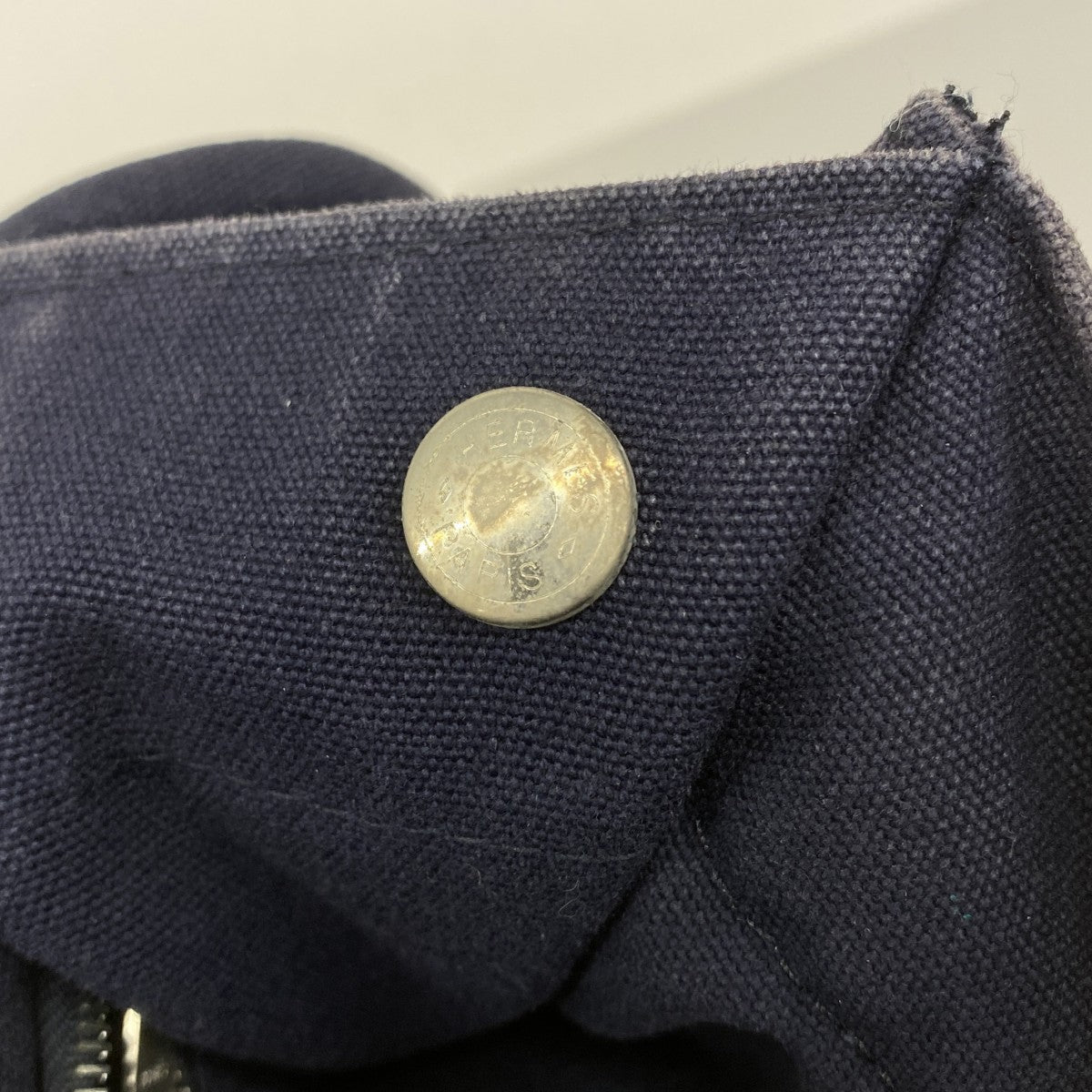 【5pa0983】エルメス トートバッグ フールトゥGM キャンバス ネイビー グリーン シルバー金具【中古】レディース