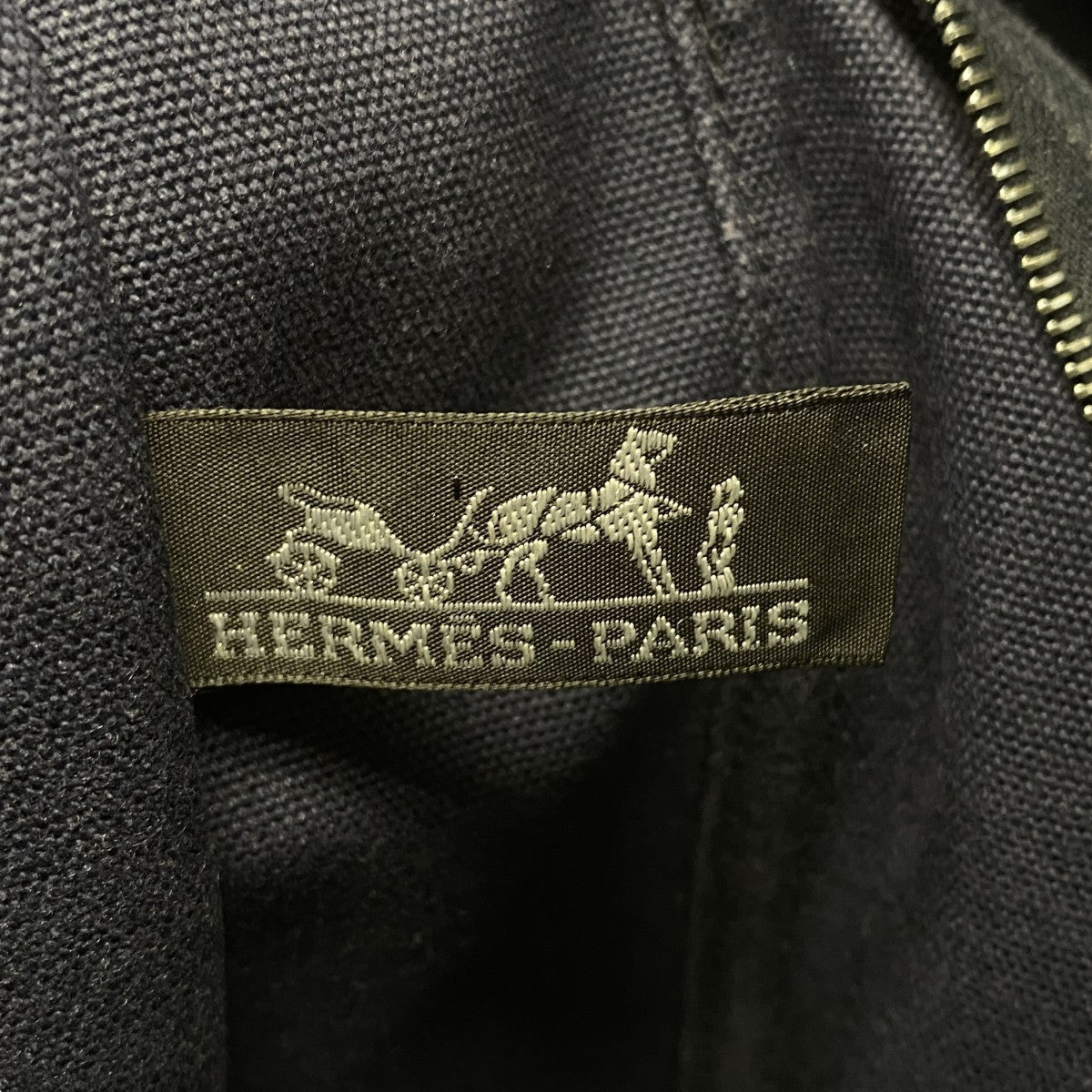 【5pa0983】エルメス トートバッグ フールトゥGM キャンバス ネイビー グリーン シルバー金具【中古】レディース