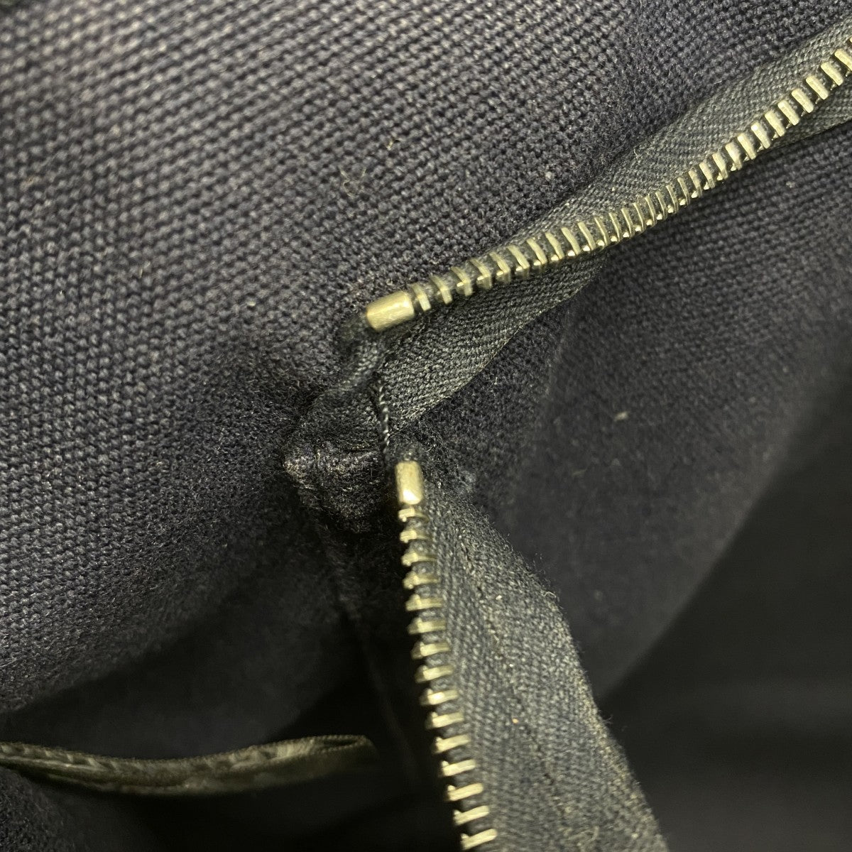 【5pa0983】エルメス トートバッグ フールトゥGM キャンバス ネイビー グリーン シルバー金具【中古】レディース