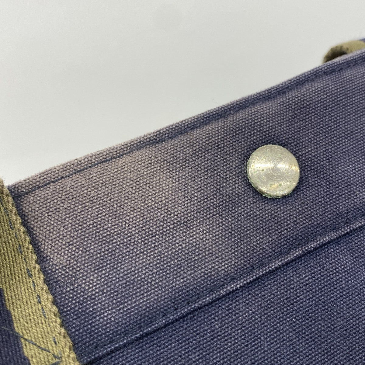 【5pa0983】エルメス トートバッグ フールトゥGM キャンバス ネイビー グリーン シルバー金具【中古】レディース