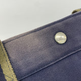 【5pa0983】エルメス トートバッグ フールトゥGM キャンバス ネイビー グリーン シルバー金具【中古】レディース