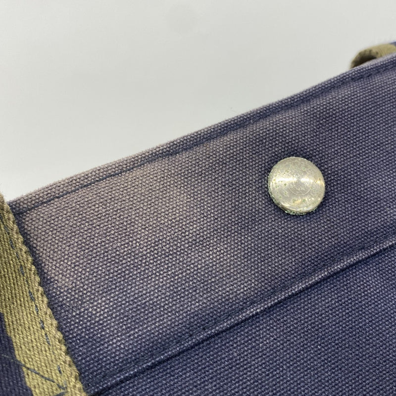 【5pa0983】エルメス トートバッグ フールトゥGM キャンバス ネイビー グリーン シルバー金具【中古】レディース